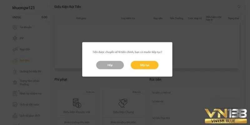 Hướng dẫn rút tiền VN138 nhanh chóng, chính xác về tài khoản.