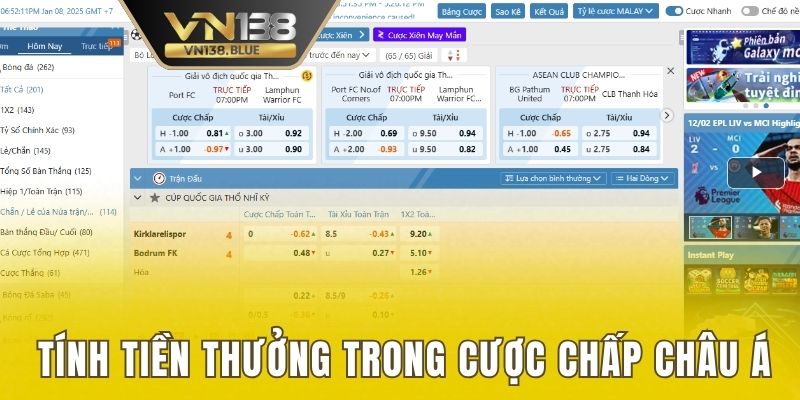 Hướng dẫn tính tiền thưởng đơn giản trong cược chấp châu Á